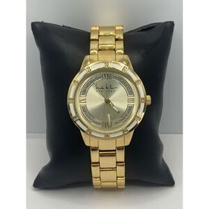 Nicole Miller NY50264001 Womens Gold Stainless Steel Analog Gold Dial Watch LW86